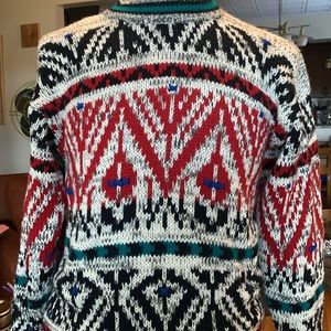 80’s BOTANY 500 AZTEC NAVAJO ETHNIC TRIBAL CREWNECK PULLOVER COOGI COSBY SWEATER